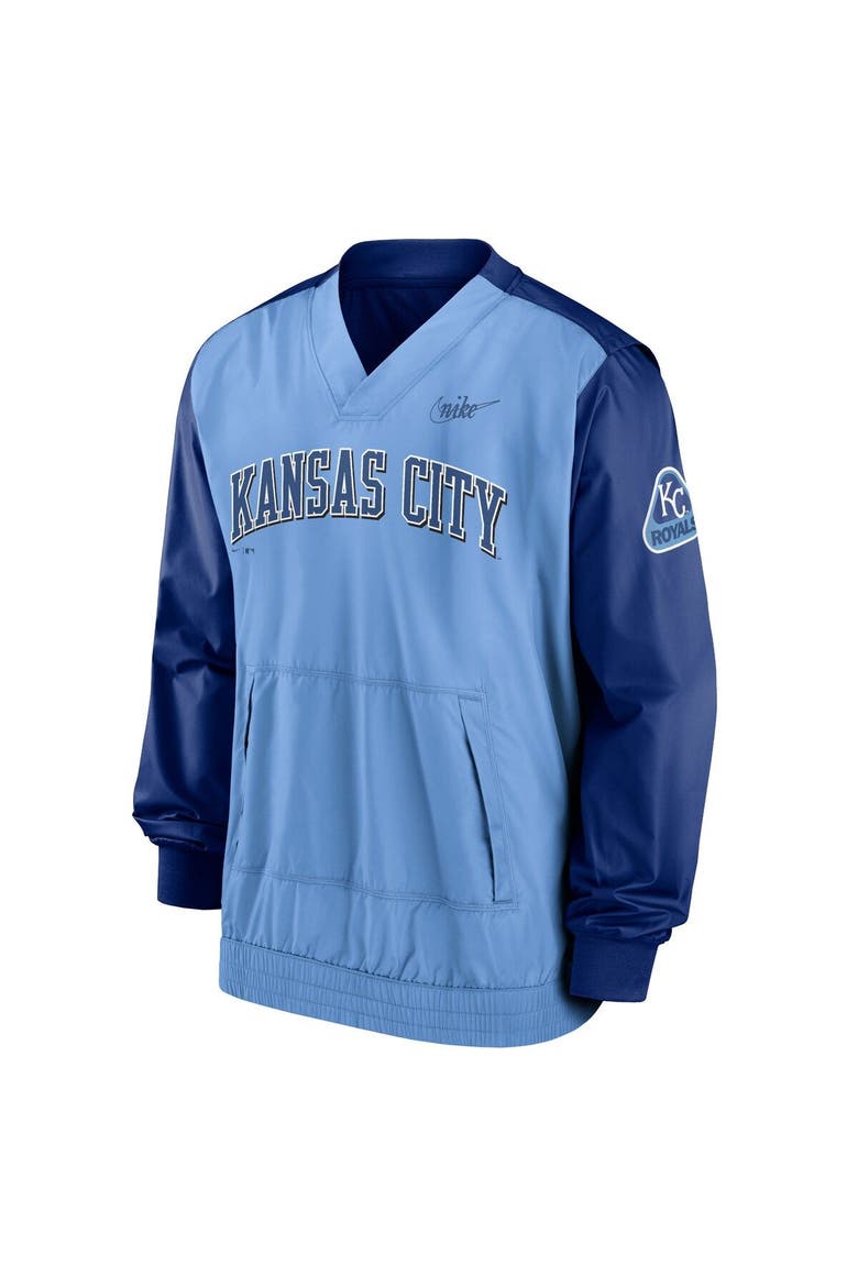 Men's Nike Light Blue/Royal Kansas City Royals Cooperstown Collection V-Neck Pullover Windbreaker, Alternate, color, Light Blue