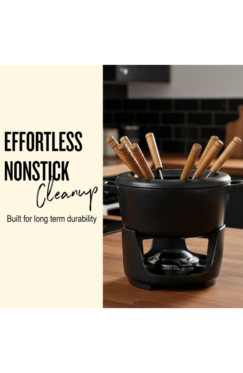Alva Nori 2 Qt Enameled Cast Iron Fondue Set, Alternate, color, Black