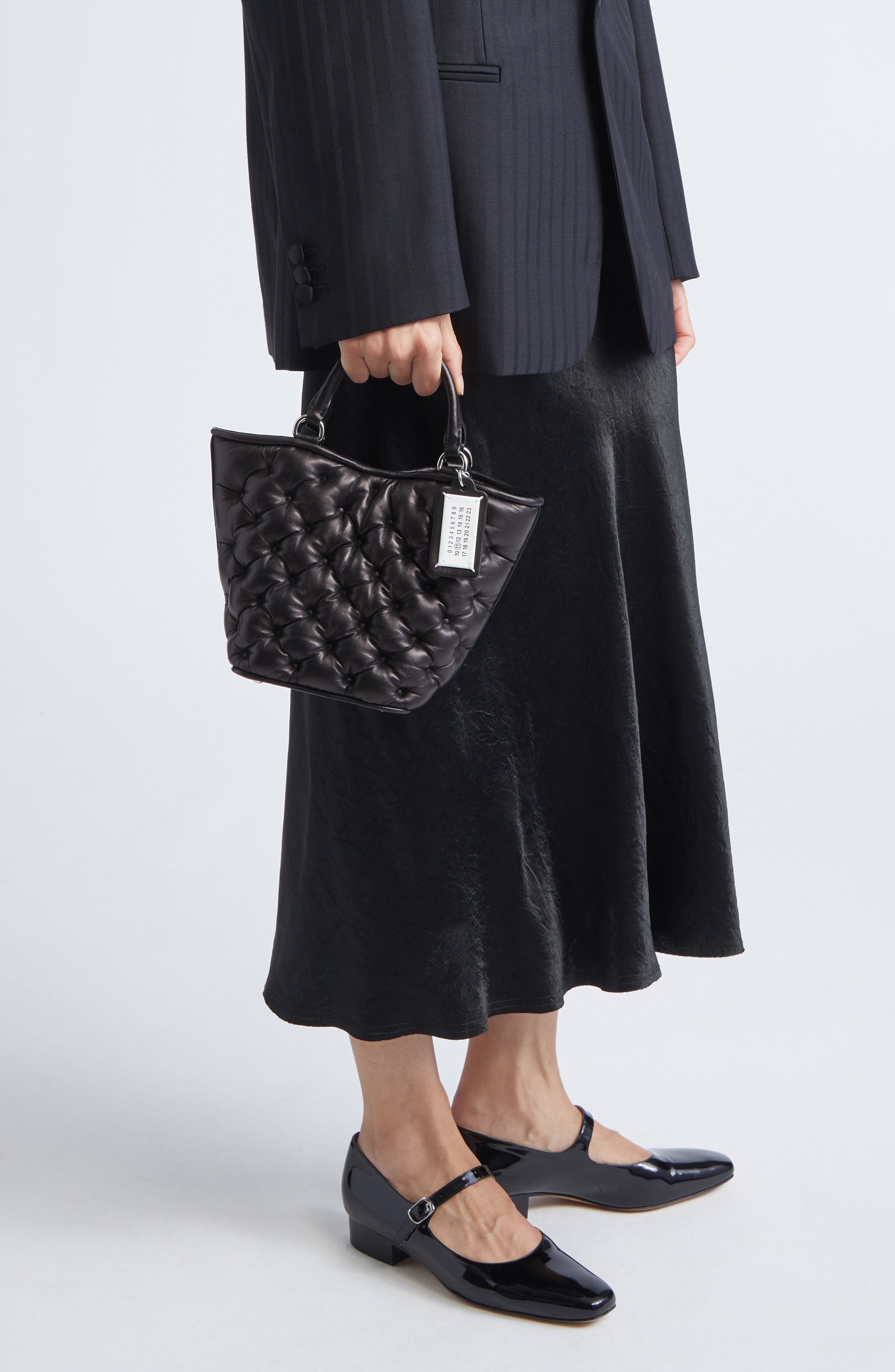 Maison Margiela Glam Slam Leather Tote, Alternate, color, Black