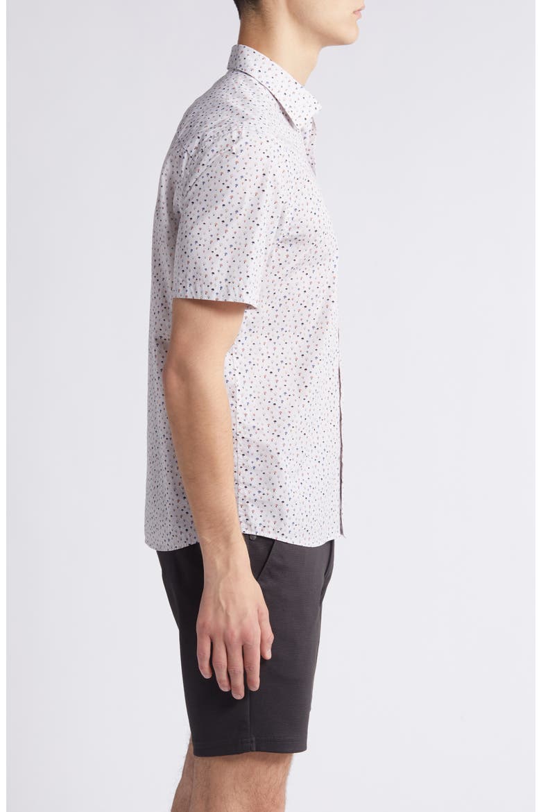 Stonefield Mushroom Print Short Sleeve Button-Up Shirt, Alternate, color, BEIGE