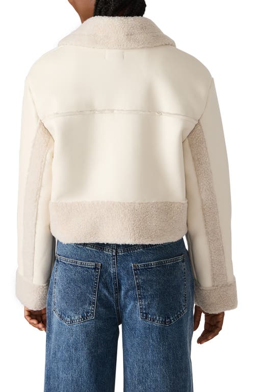 Steve Madden Athen Faux Shearling Trim Moto Jacket In Neutral