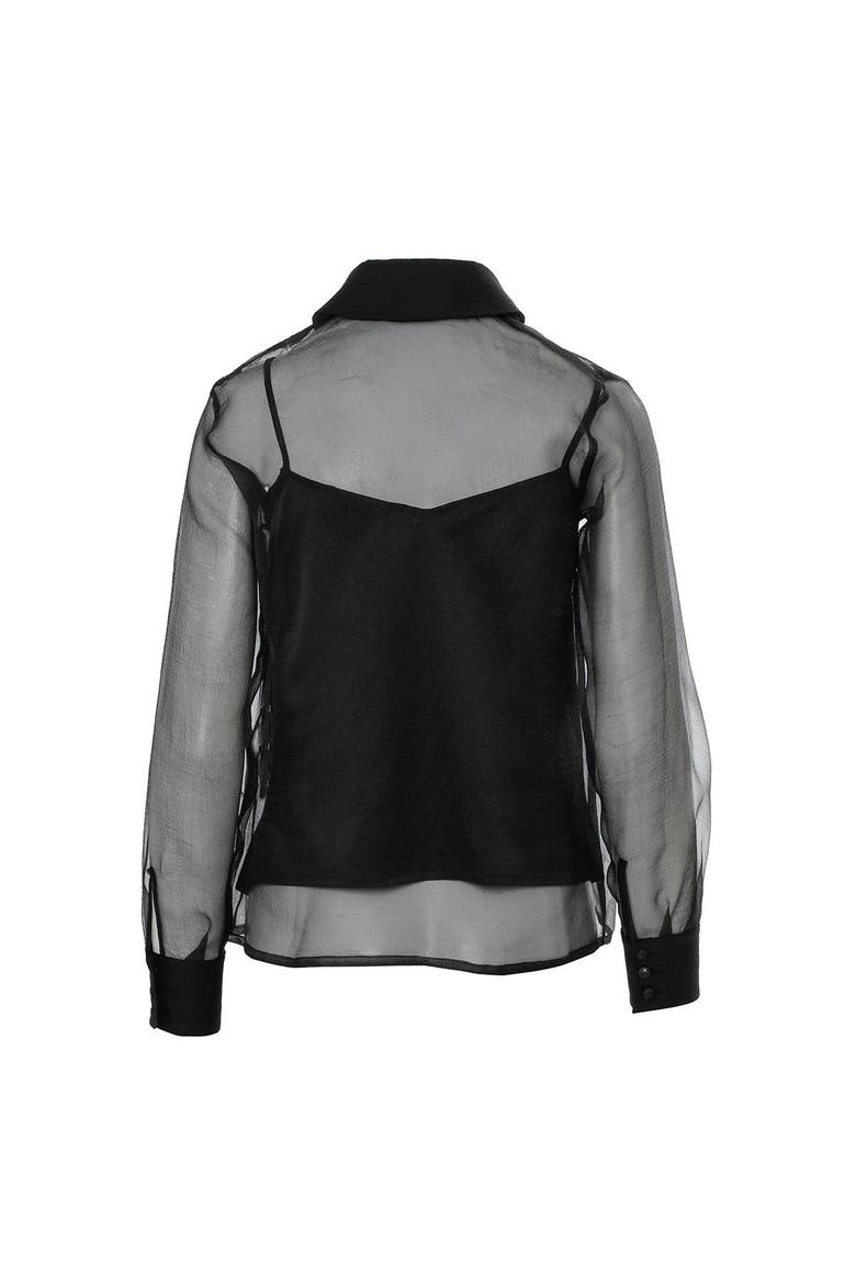 Self-Lined Lightweight Black Chiffon Shirt, Alternate, color, Black