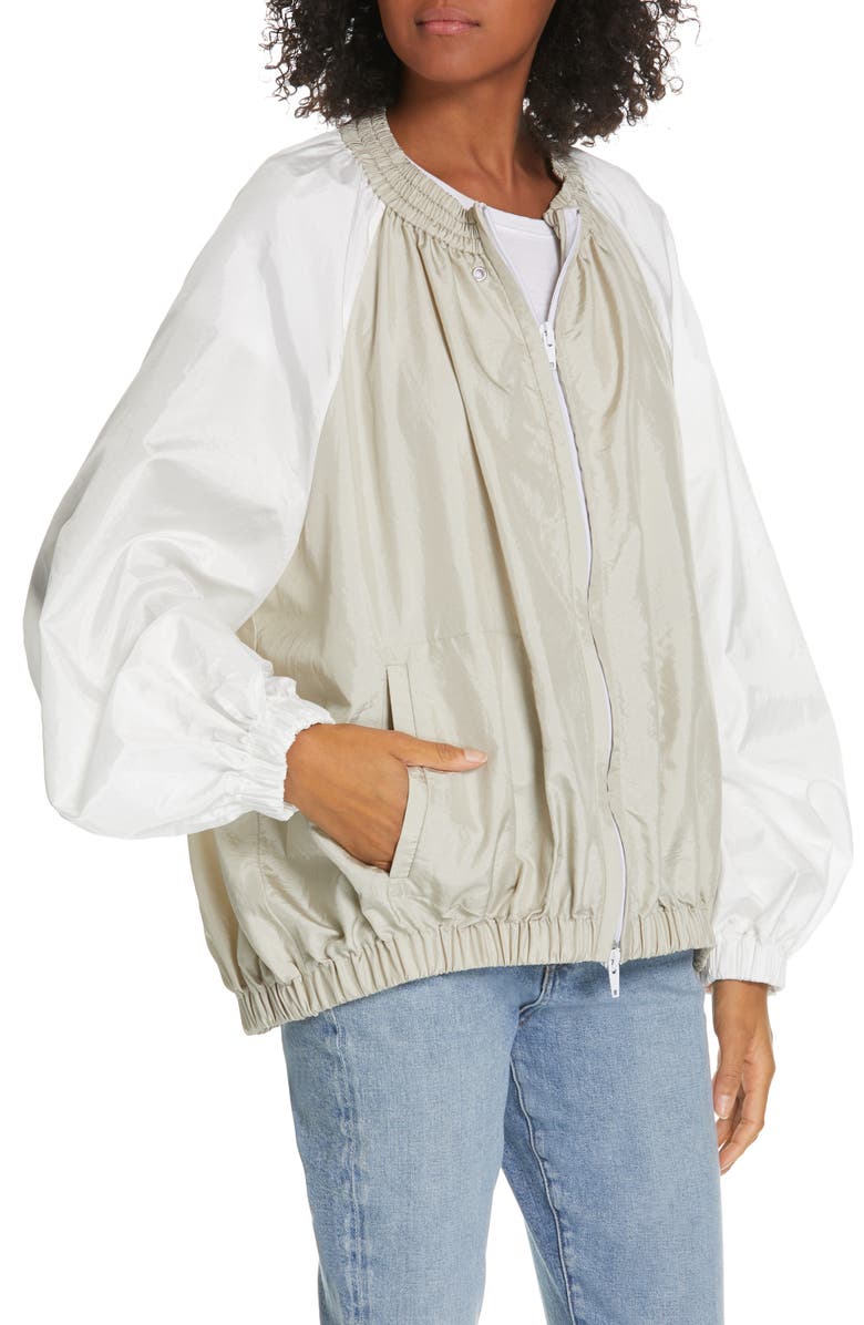 Tibi Contrast Sleeve Jacket with Detachable Hood, Alternate, color, 