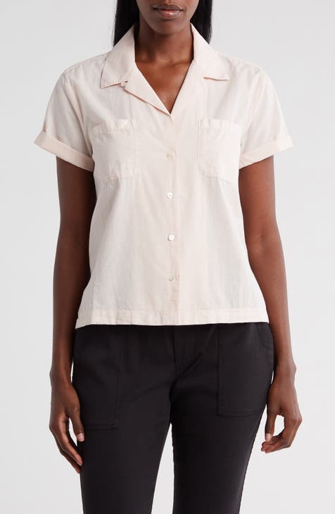 Cotton Short Sleeve Button-Up Camp Shirt