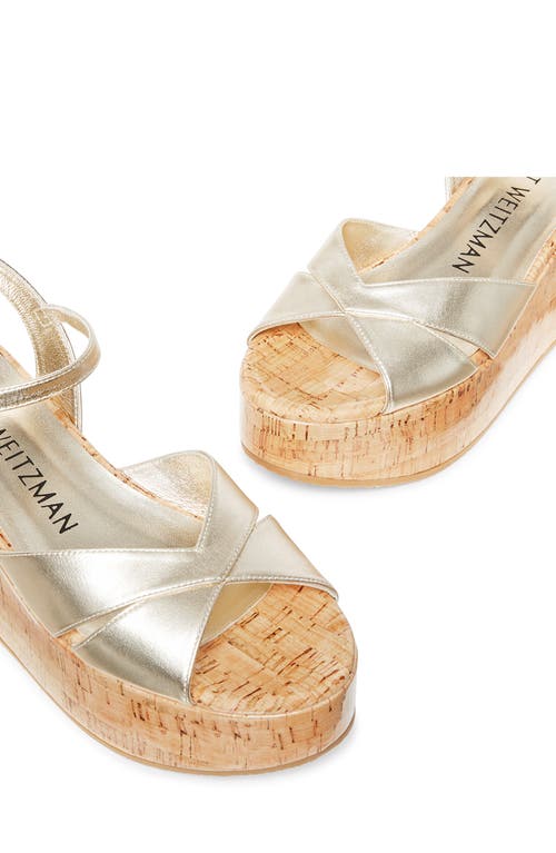 Shop Stuart Weitzman Carmen Midi Wedge Sandal In Light Gold