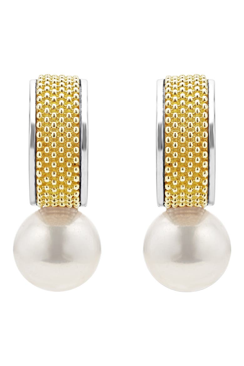Luna Freshwater Pearl Lux Hoop Earrings, Alternate, color, SILVER