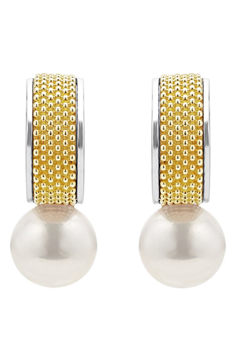 LAGOS Luna Freshwater Pearl Lux Hoop Earrings, Alternate, color, Silver