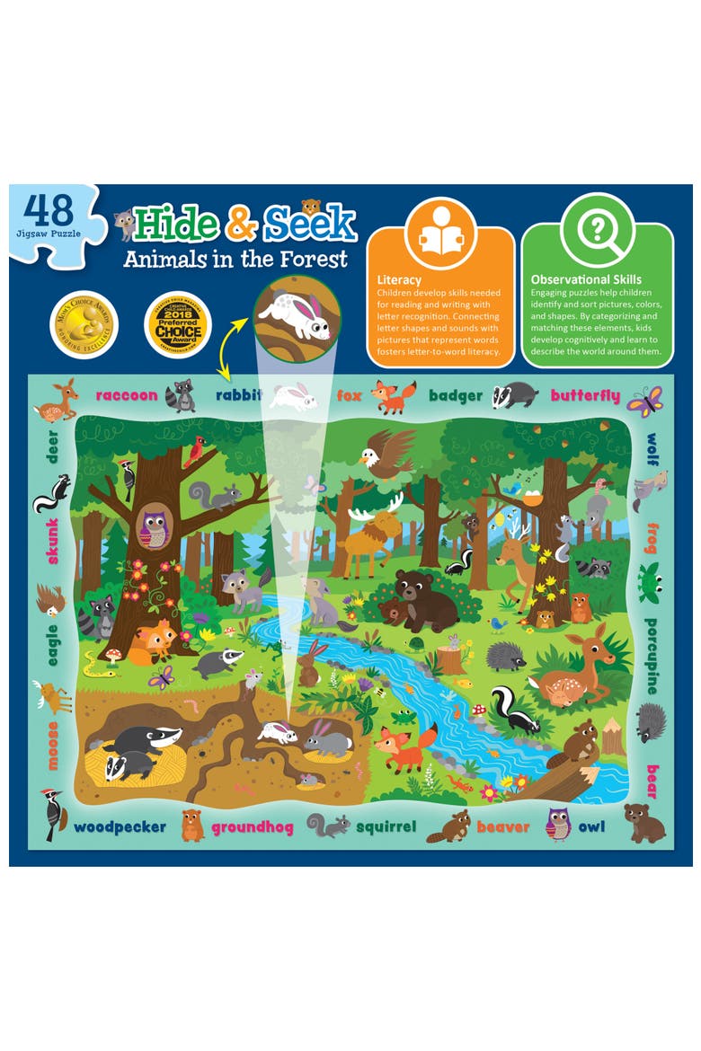 Animals in the Forest 48 Piece Puzzle, Alternate, color, Multicolor