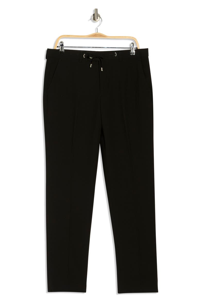 Seersucker Flat Front Pants, Alternate, color, BLACK