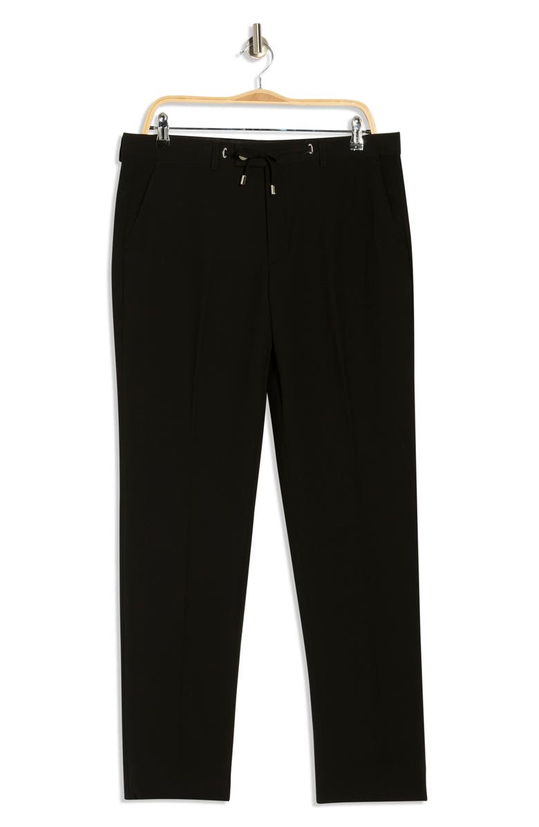 Scotch & Soda Seersucker Flat Front Pants, Alternate, color, Black