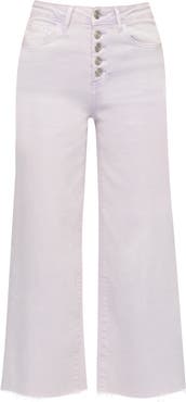 Bayeas High Waist Raw Hem Ankle Wide Leg Jeans