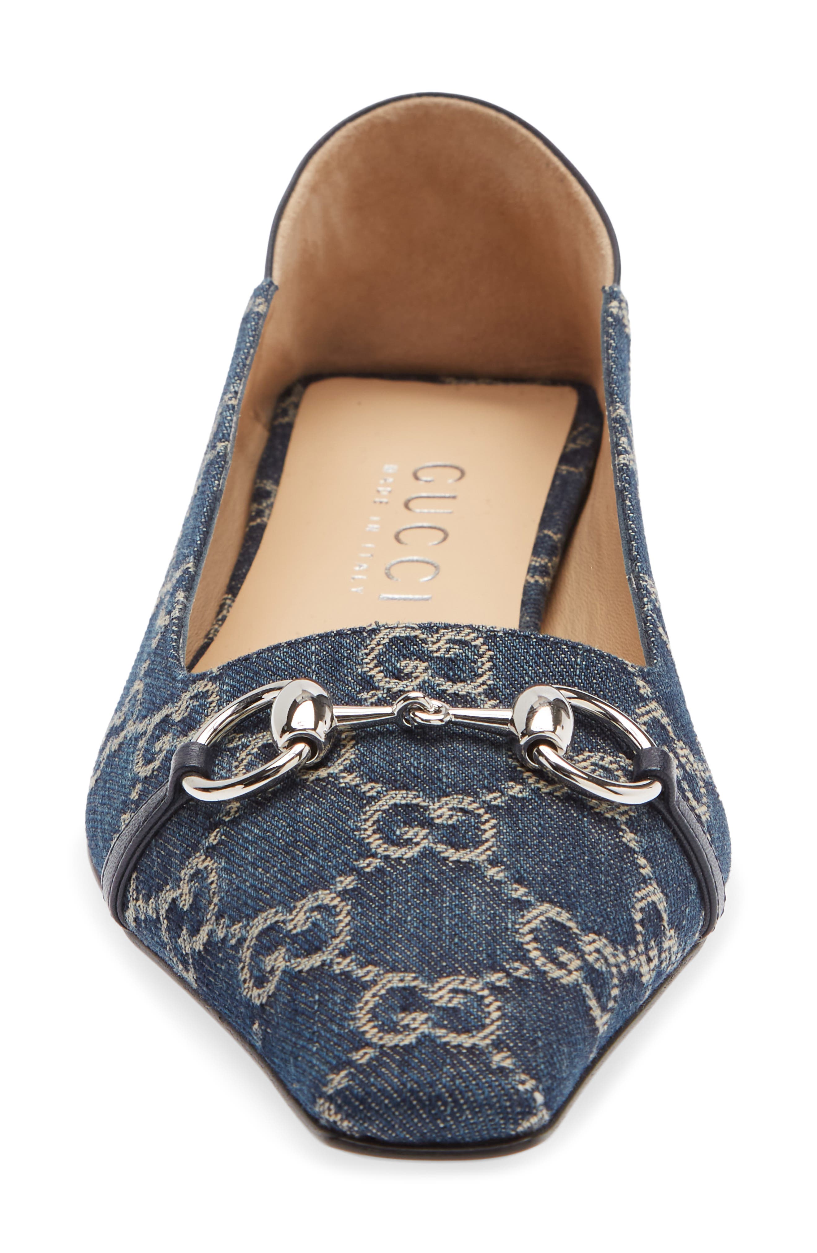 Vittoria Horsebit GG Canvas Convertible Flat, Alternate, color, 4741 DENIM