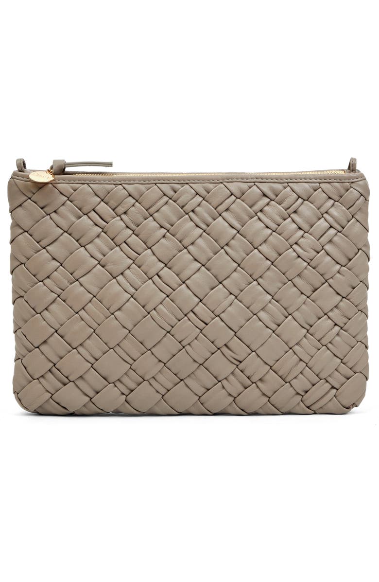 Clare V. Woven Leather Flat Clutch, Main, color,