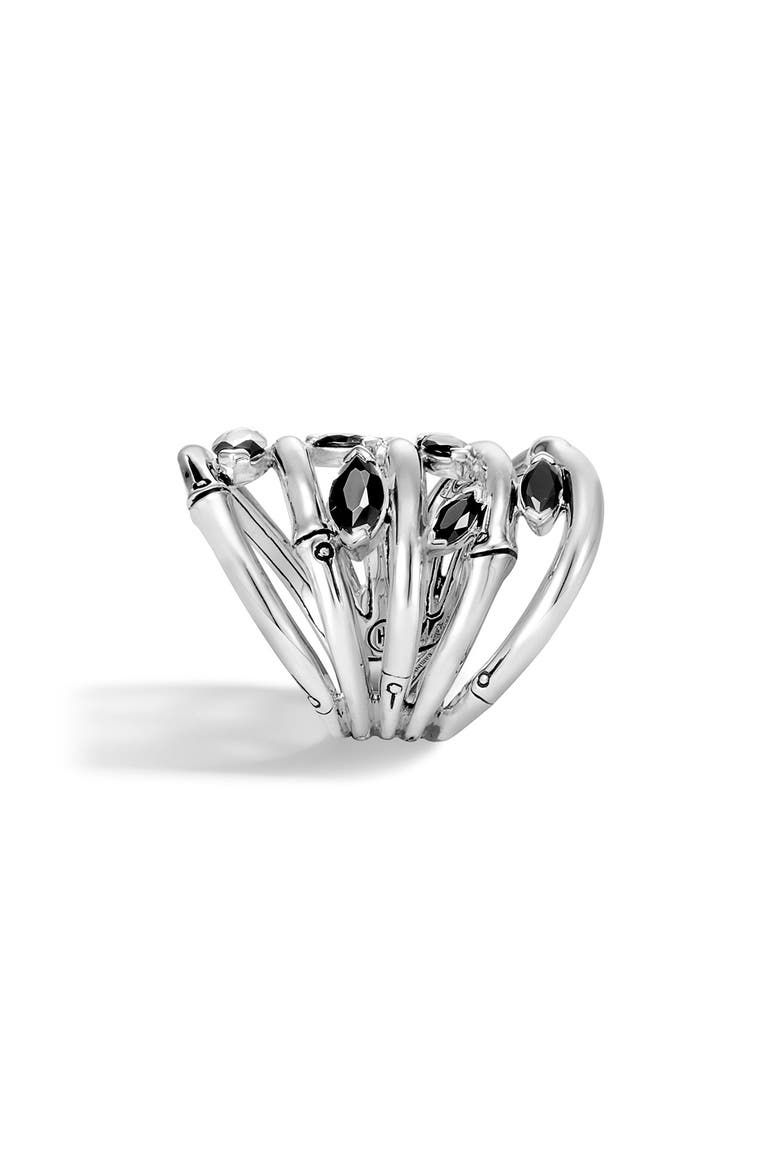 Bamboo Spinel Statement Ring, Alternate, color, SILVER/ BLACK SPINEL