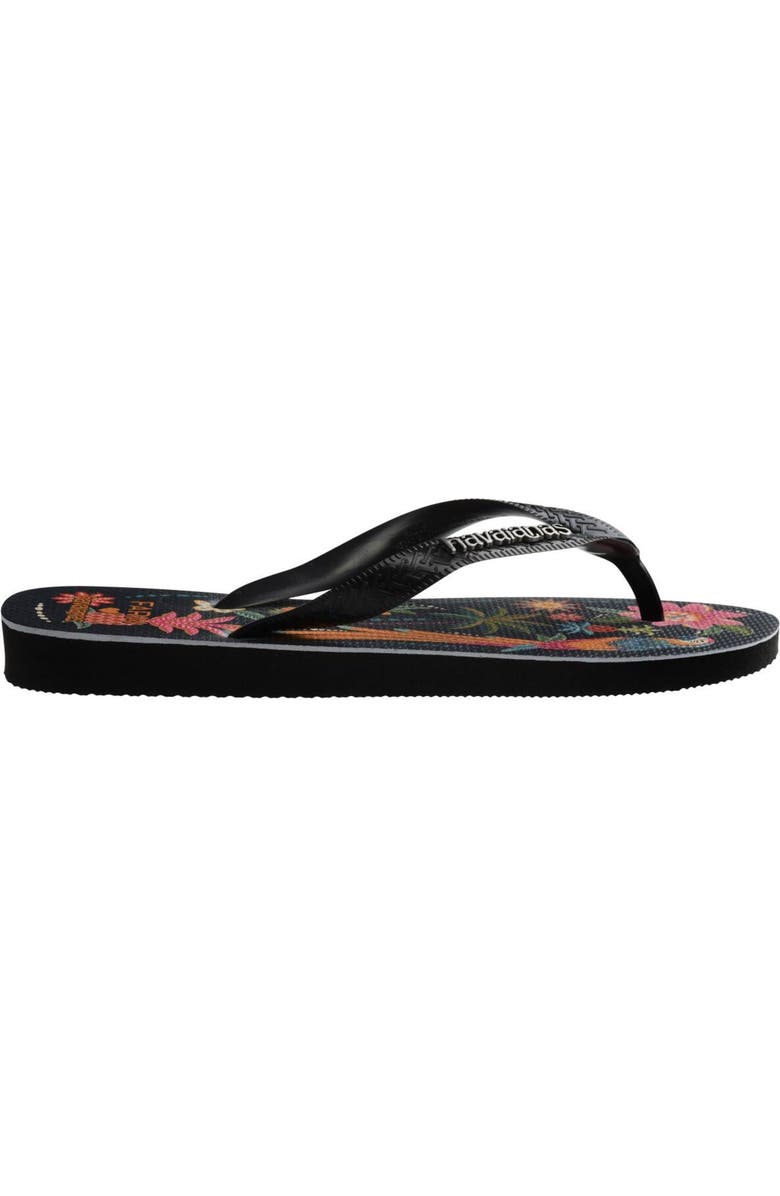 Havaianas x Farm Rio Print Footbed Flip Flop, Alternate, color, Farm Black Parrots