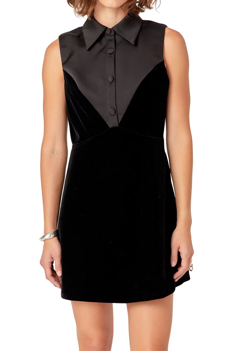 English Factory Velvet & Satin Minidress, Alternate, color, 