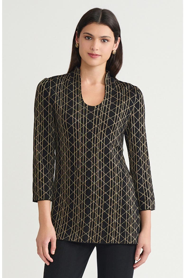 Art Deco Lurex Soft Knit Tunic, Main, color, Black/Gold