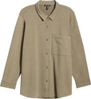 Eileen Fisher Classic Organic Cotton Terry Button-Up Shirt
