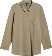 Eileen Fisher Classic Organic Cotton Terry Button-Up Shirt