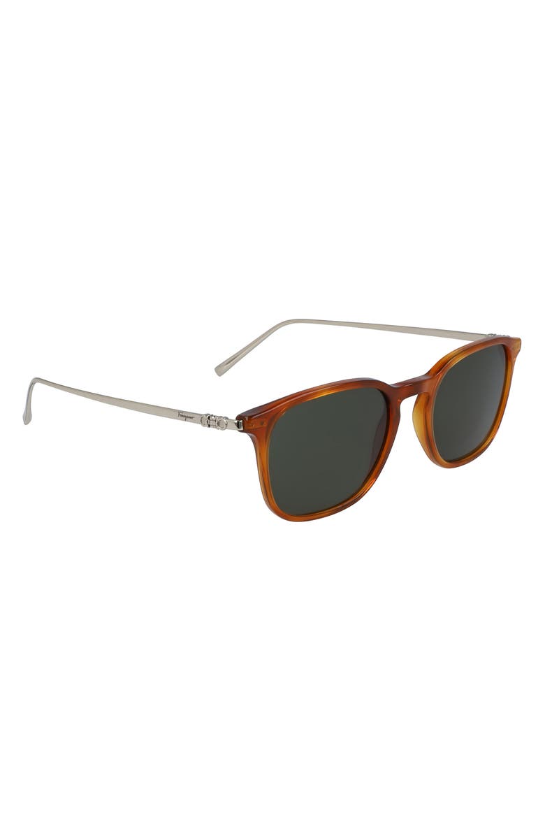 FERRAGAMO Salvatore Ferragamo Classic Logo 53mm Gradient Rectangle Sunglasses, Alternate, color, Light Tortoise