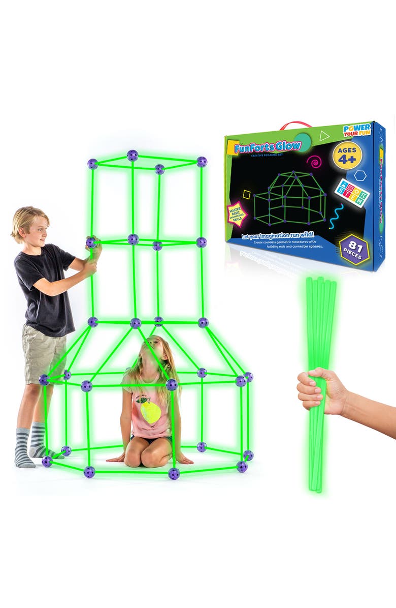 Power Your Fun Fun Forts Glow Fort Building Kit - 81 Pack, Main, color, Green