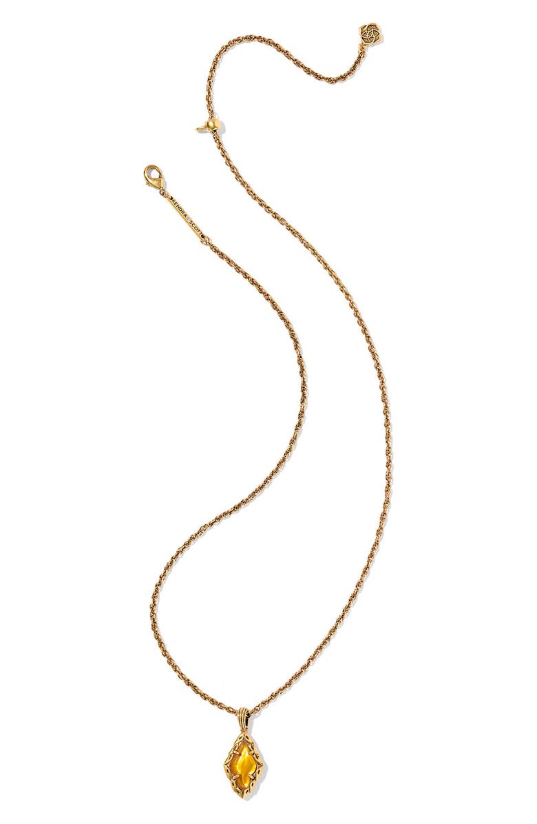 Kendra Scott Adeline Short Pendant Necklace, Alternate, color, Vintage Gold Amber Illusion