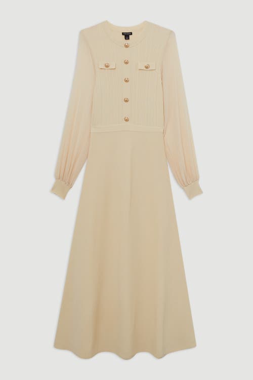 Karen Millen Viscose Maxi Knit Dress In Neutral