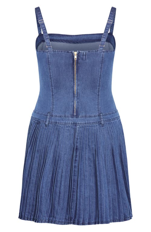 City Chic Skye Fit & Flare Denim Minidress In Mid Denim