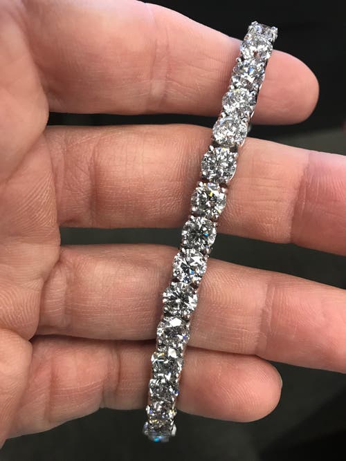Bliss Diamond 26.94ct Tw Round Diamond 7" Tennis Bracelet 14k Gold Lab Grown In 14k White Gold