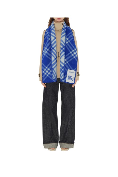 Burberry Check-print Wool Scarf In Knight