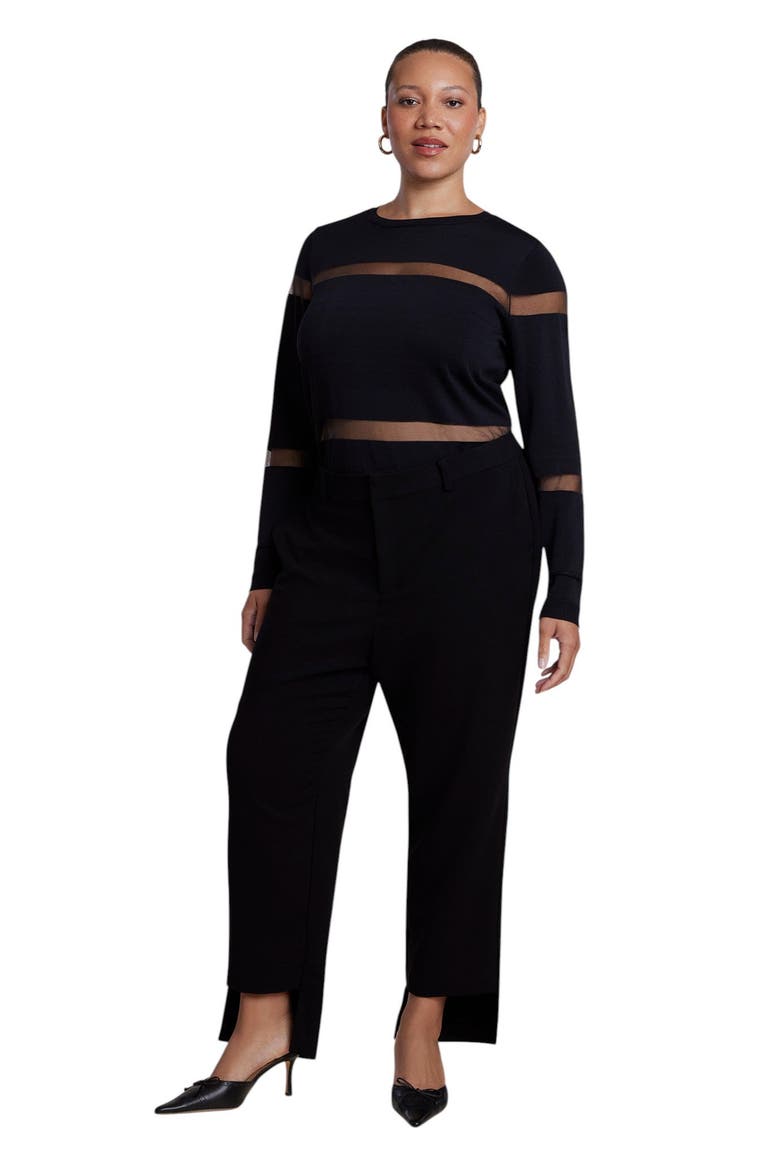 Sheer Stripe Sweater (plus), Alternate, color, BLACK ONYX