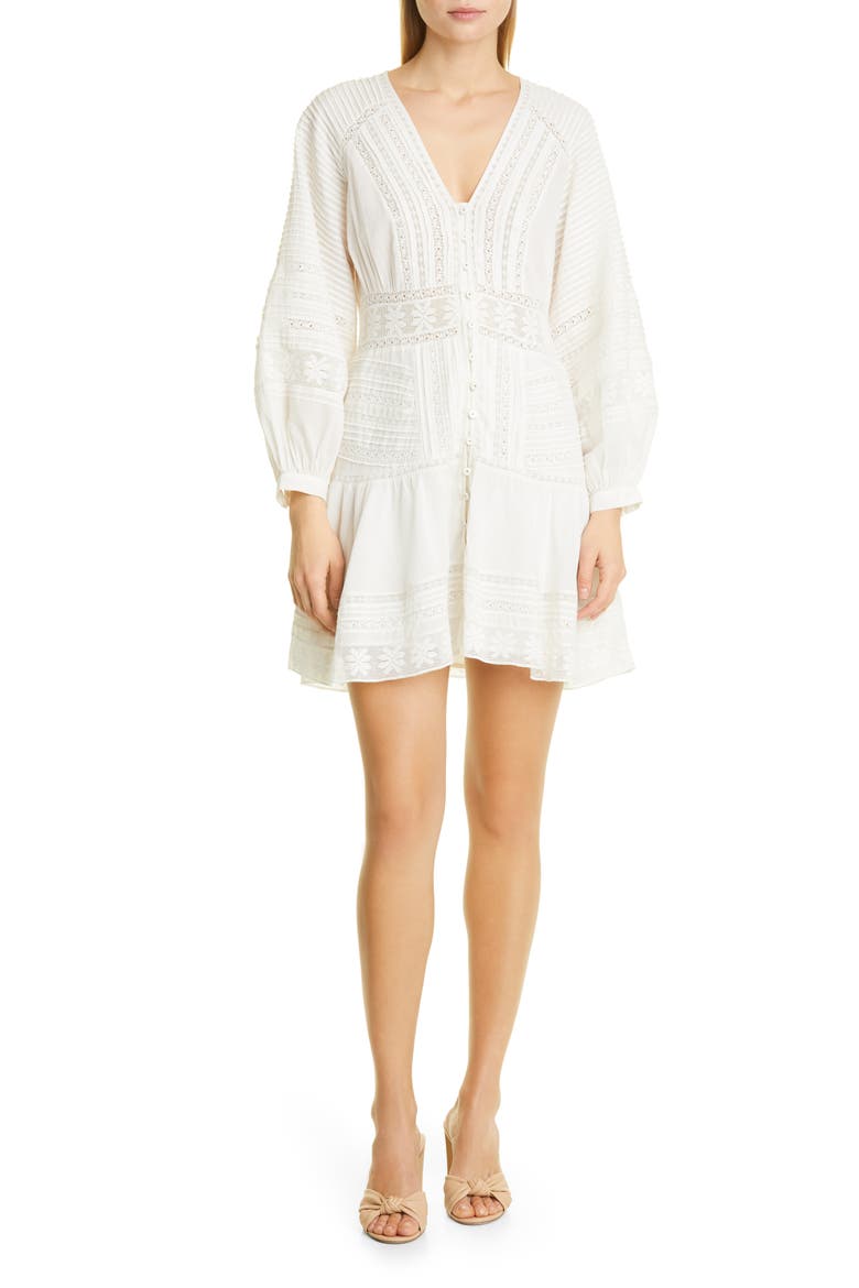 Addilyn Long Sleeve Cotton Minidress, Main, color, OFF-WHITE