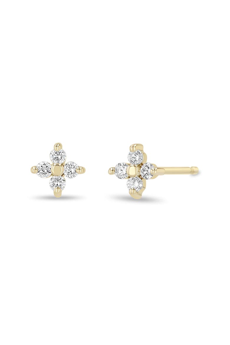 Small Diamond Quad Stud Earrings, Main, color, 14K YELLOW GOLD