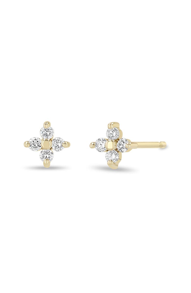 Zoë Chicco Small Diamond Quad Stud Earrings, Main, color, 14K Yellow Gold
