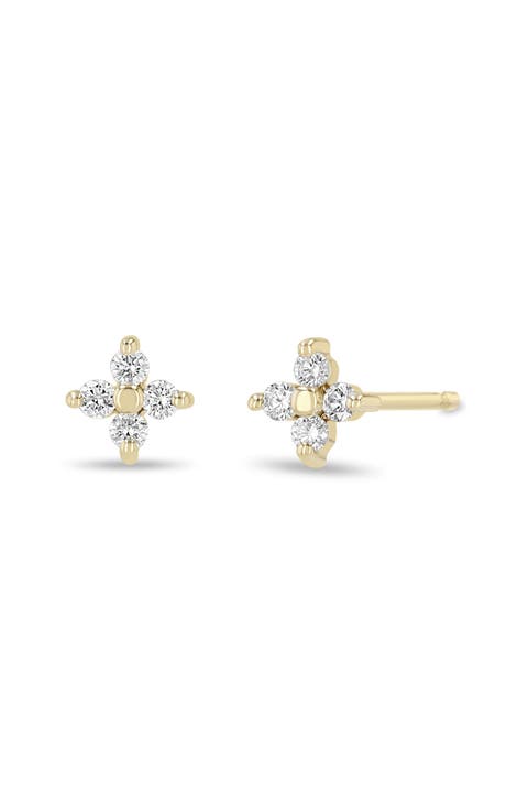 Small Diamond Quad Stud Earrings