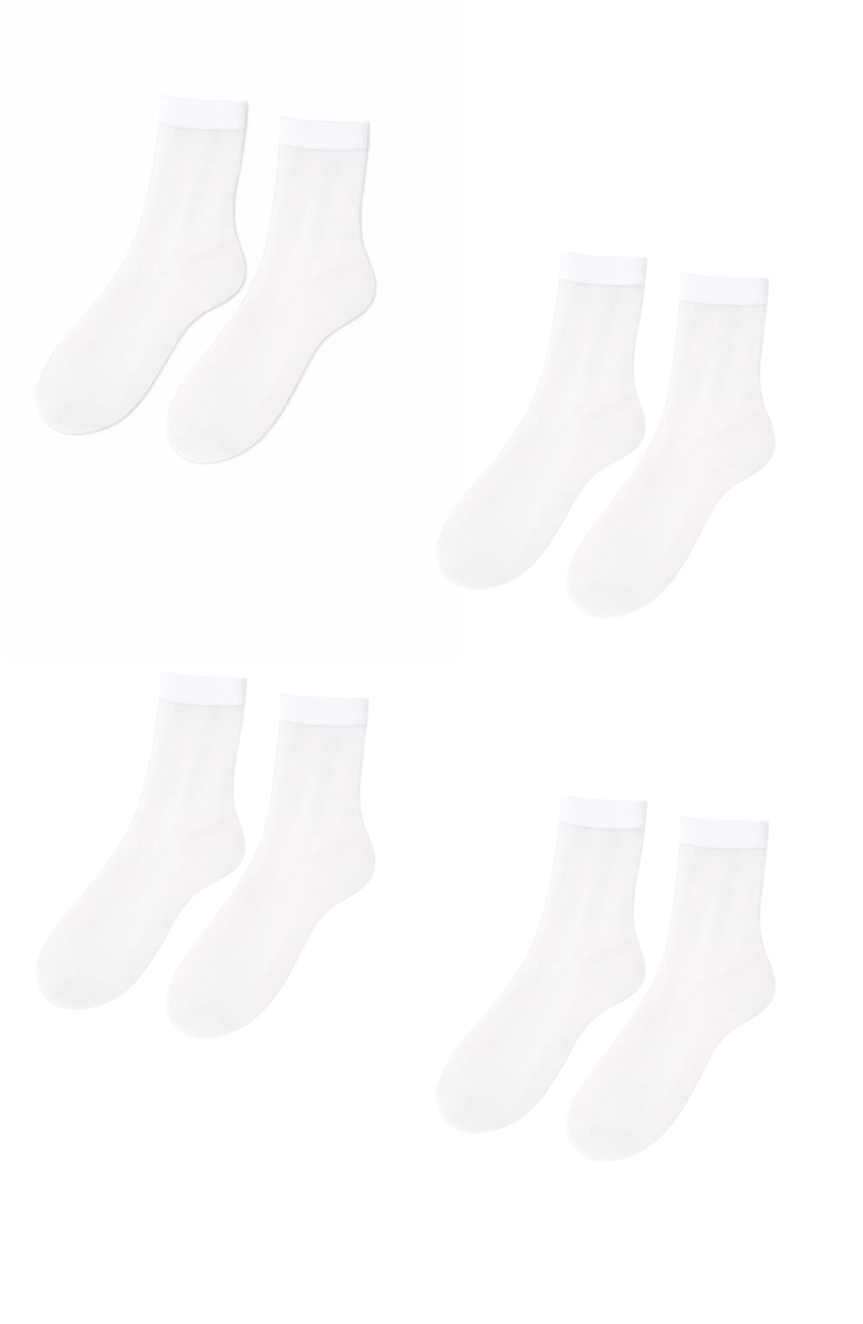 LECHERY<sup>®</sup> 4 Pairs of Glossy Sheer Socks, Main, color, White
