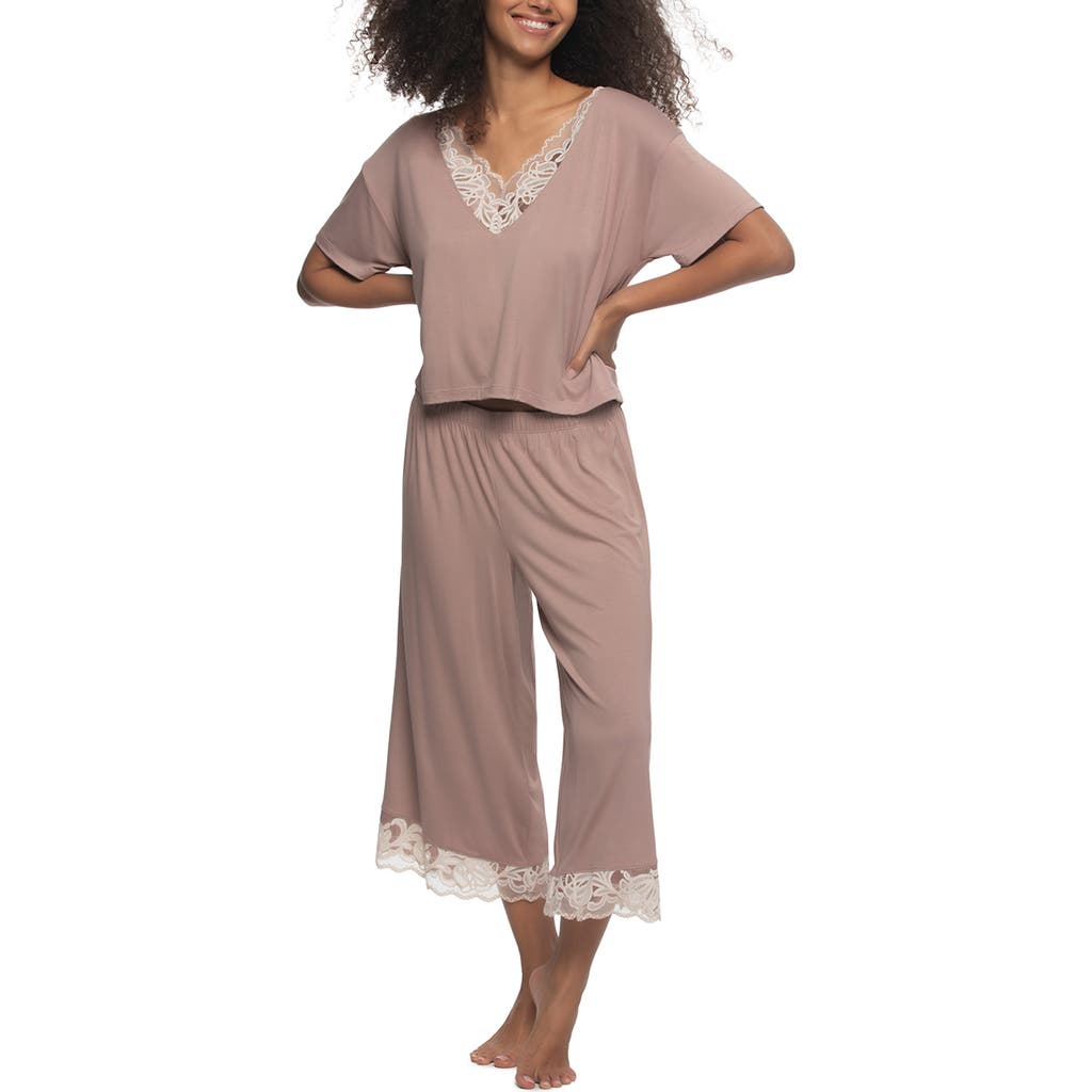 Felina Amelie Crop Pajamas In Pink