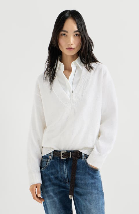 Linen and cotton Diamond yarn sweater