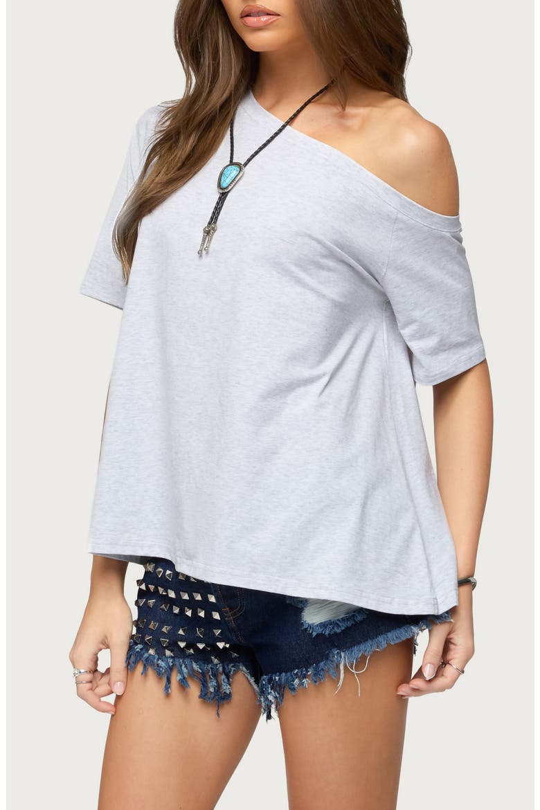 Miah Shredded Back One-Shoulder Top, Alternate, color, LIGHT-GRAY-MELANGE