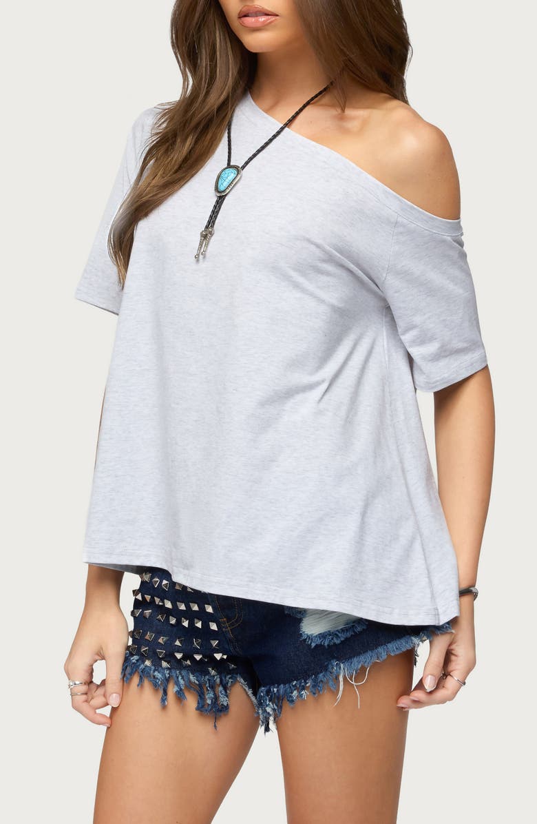 EDIKTED Miah Shredded Back One-Shoulder Top, Alternate, color, 