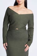ELOQUII Wrap Front Cropped Sweater