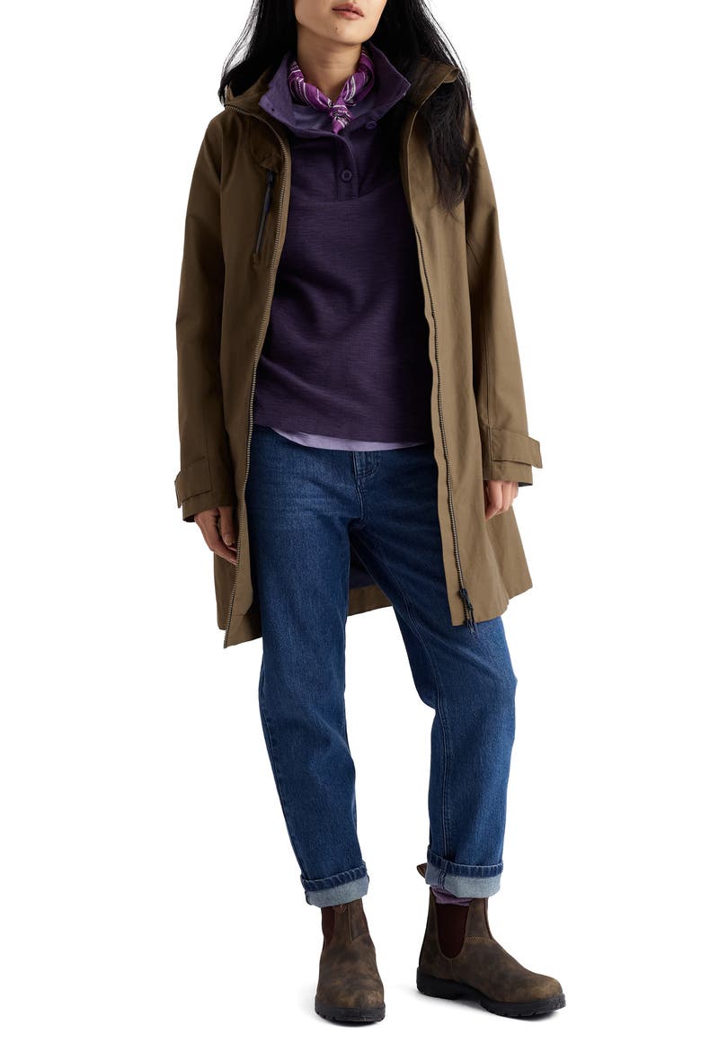 Coverack Waterproof Organic Cotton Raincoat with Removable Hood, Main, color, LAUREL
