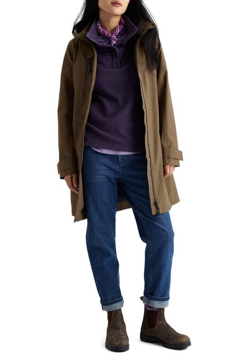 Coverack Waterproof Organic Cotton Raincoat with Removable Hood