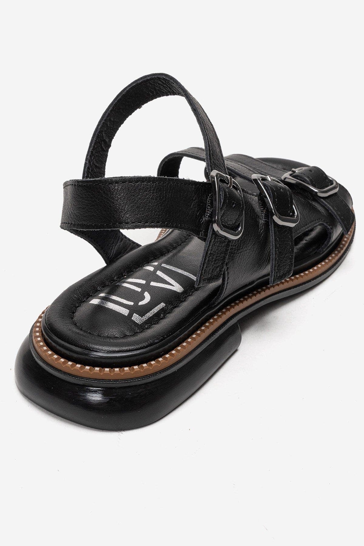 Forever & Always Shoes Morez Leather Sandal, Alternate, color, Black