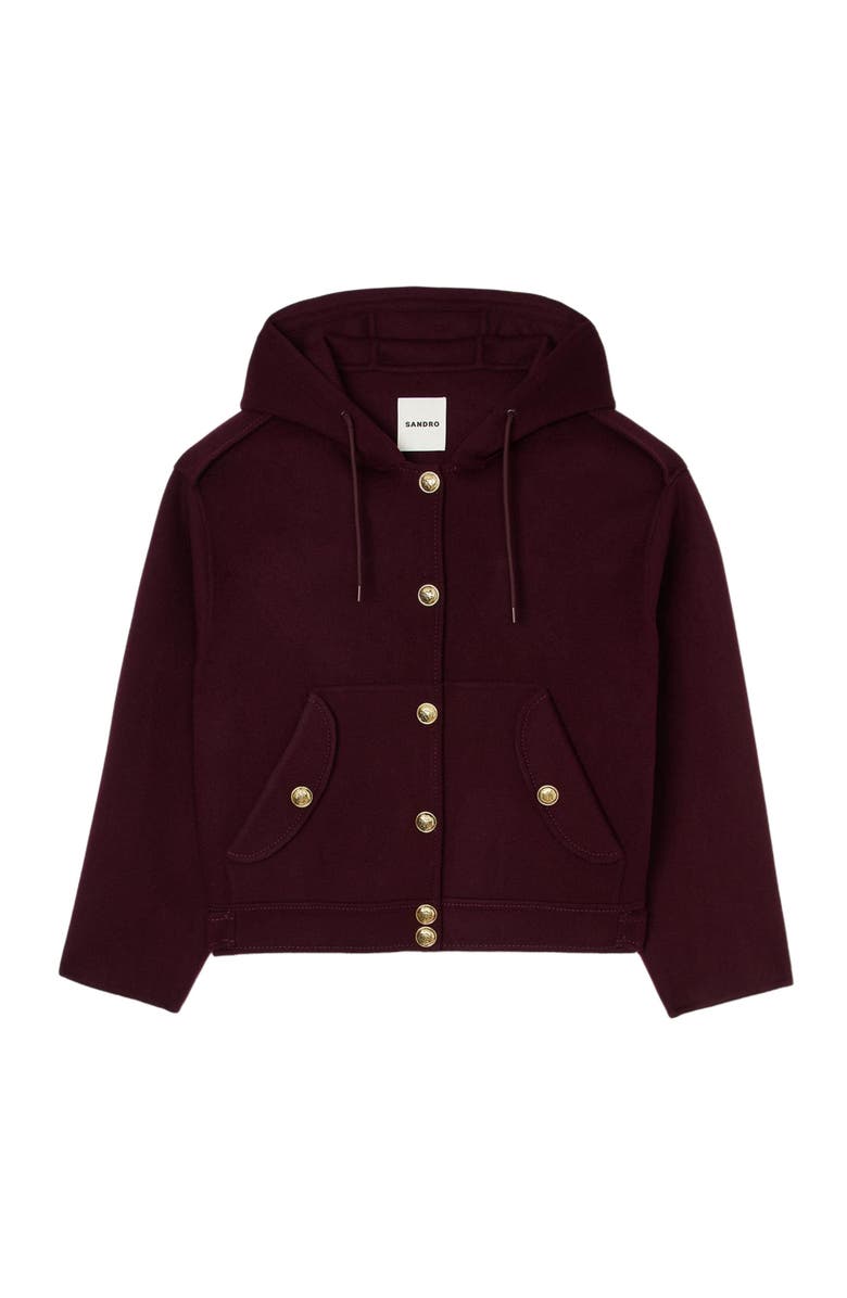 SANDRO Double-faced wool coat, Alternate, color, Bordeaux