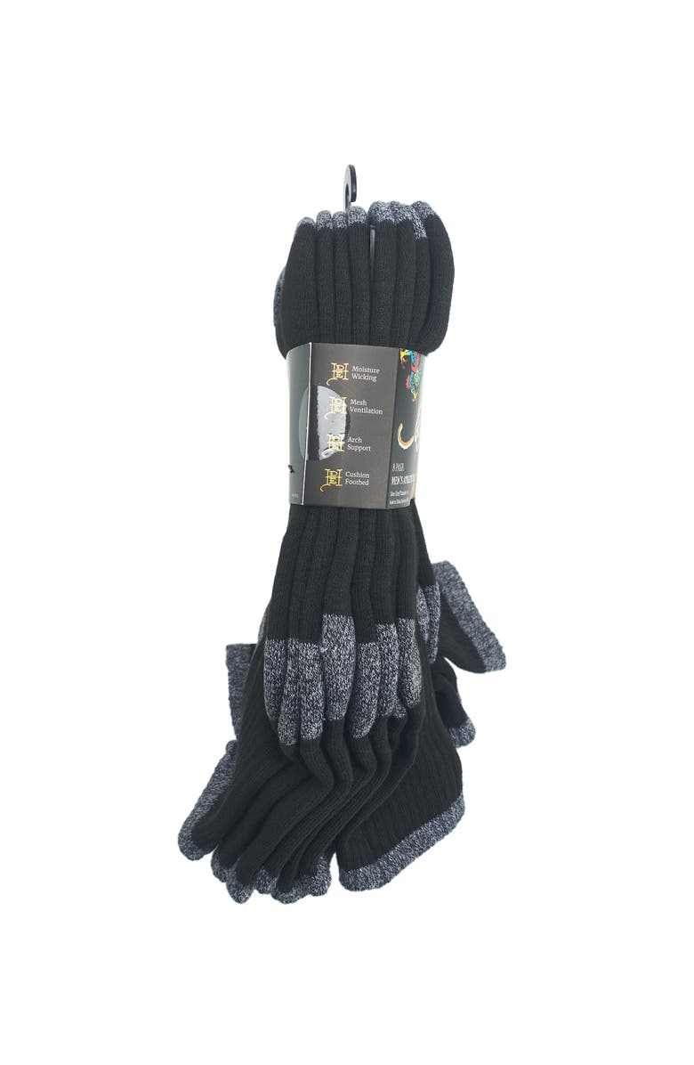 Ed Hardy Mens Basic Half Cushion Mid Crew Sock 8-Pack, Alternate, color, Black