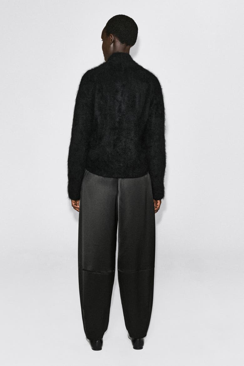 Draped Brushed Merino Wool Cardigan, Alternate, color, BLACK