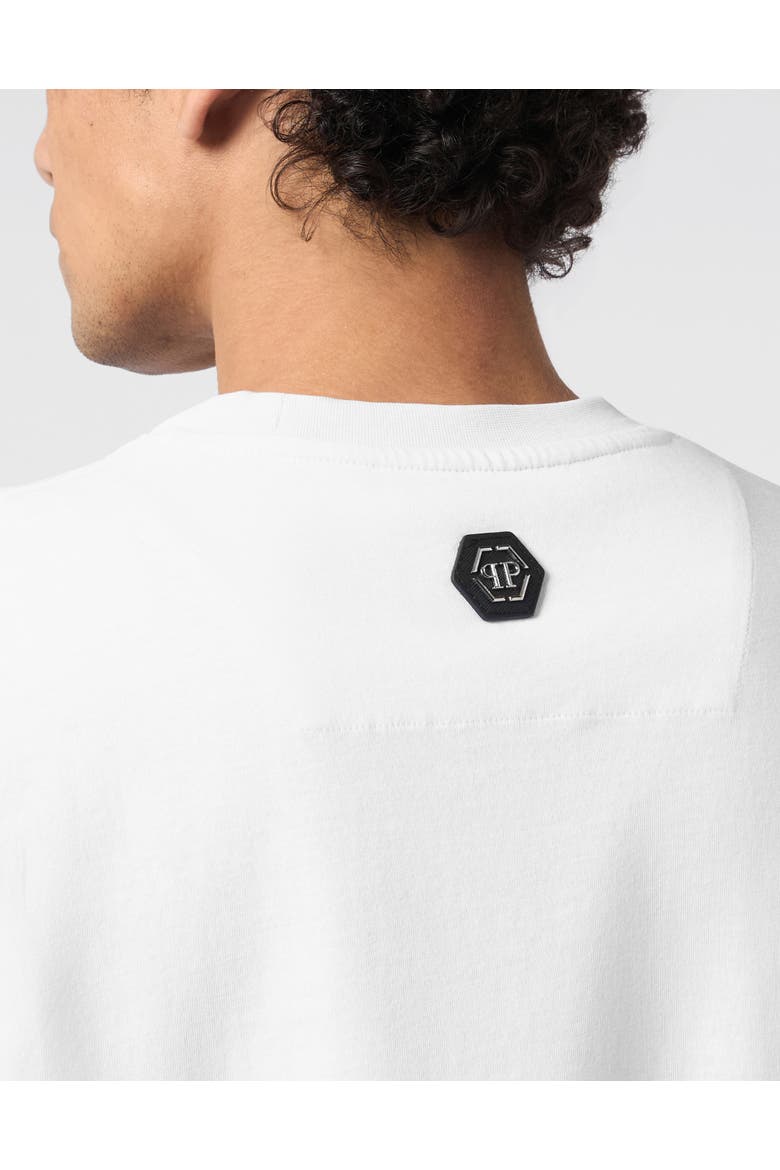 Round Neck T-Shirt Dragon Hexagon Men, Alternate, color, white