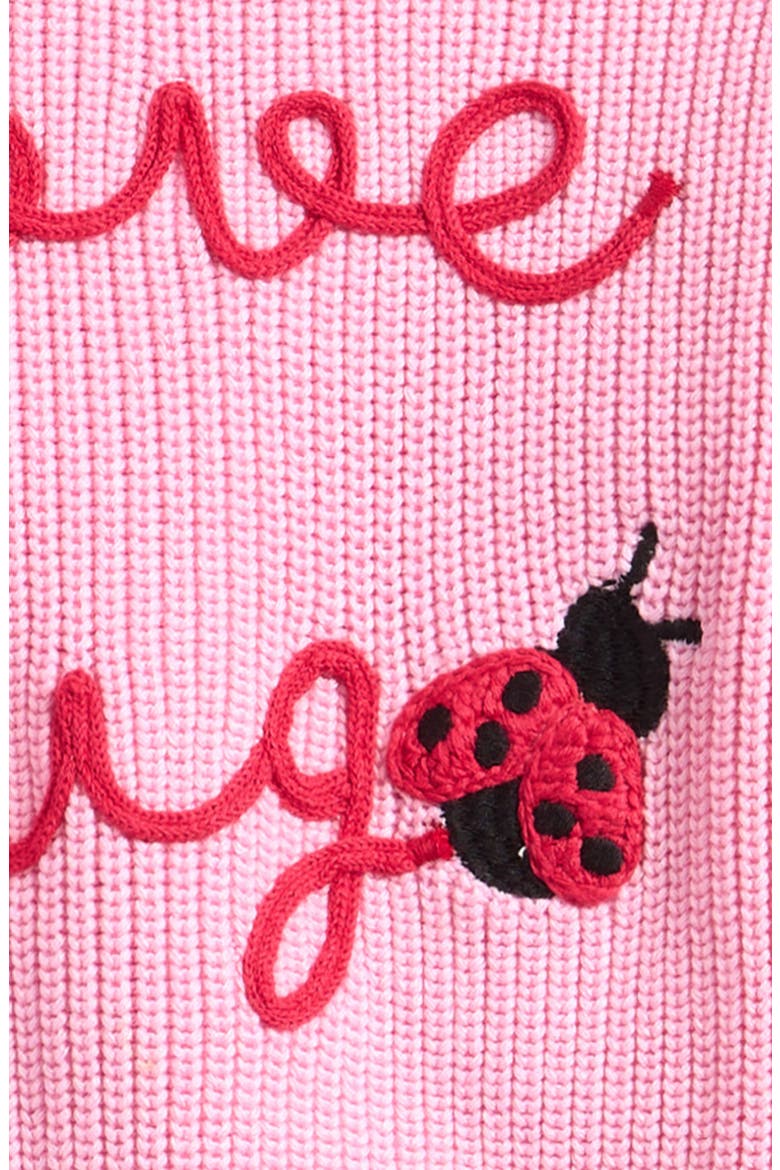 Kids' Lovebug Embroiderd Cotton Cardigan, Alternate, color, PINK
