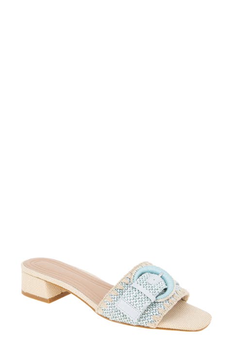 Camri Buckled Raffia Slide Sandal (Women)